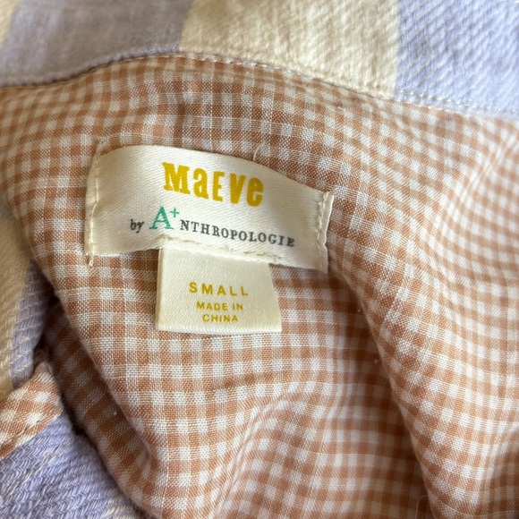 Maeve by Anthropologie Shacket Purple White Plaid Buttons S - Picture 6 of 6